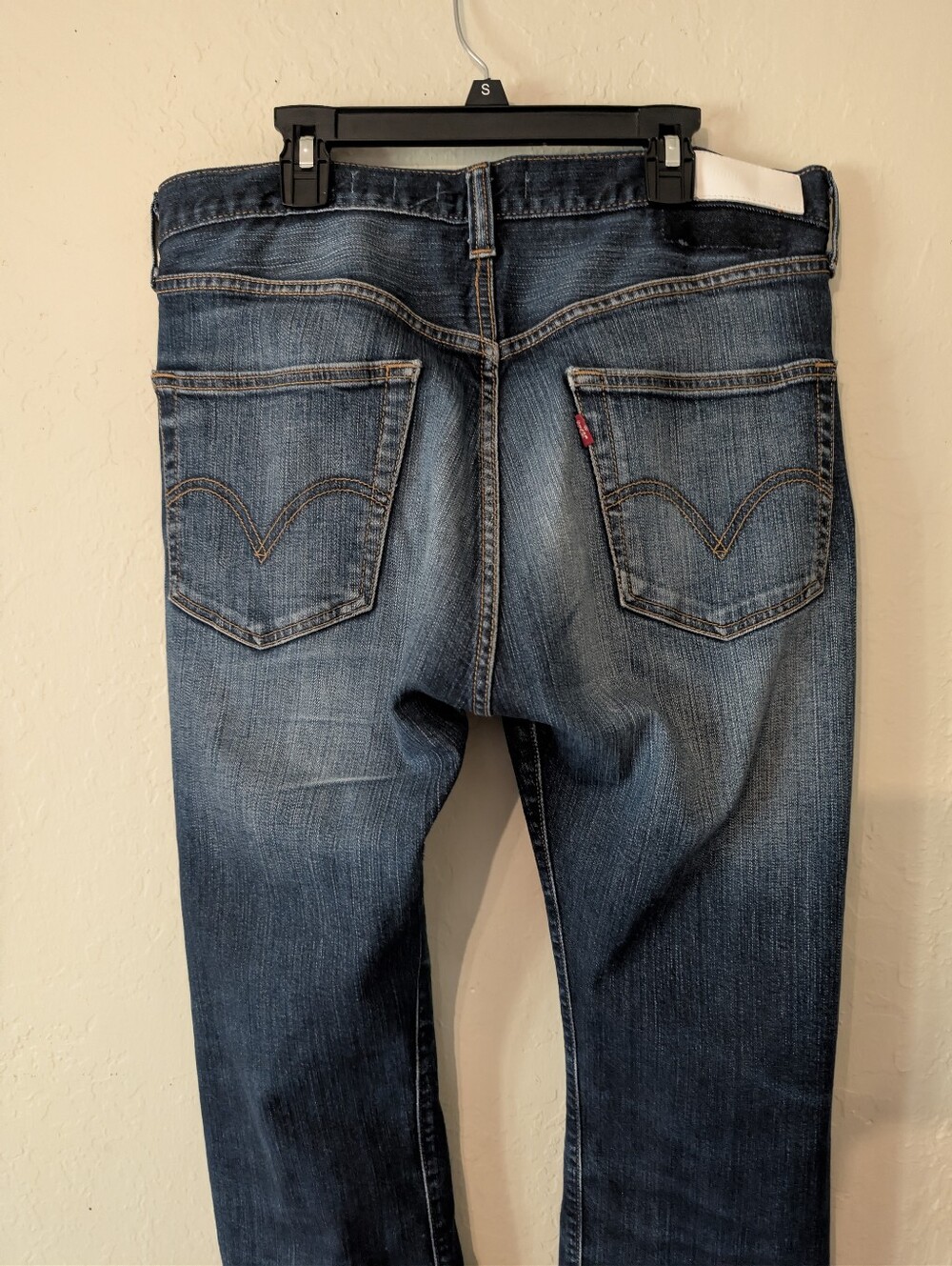 Re/Done 501 Levi's Buttonfly Staightl Dark Indigo Denim Jeans with White Patch - Picture 7 of 16